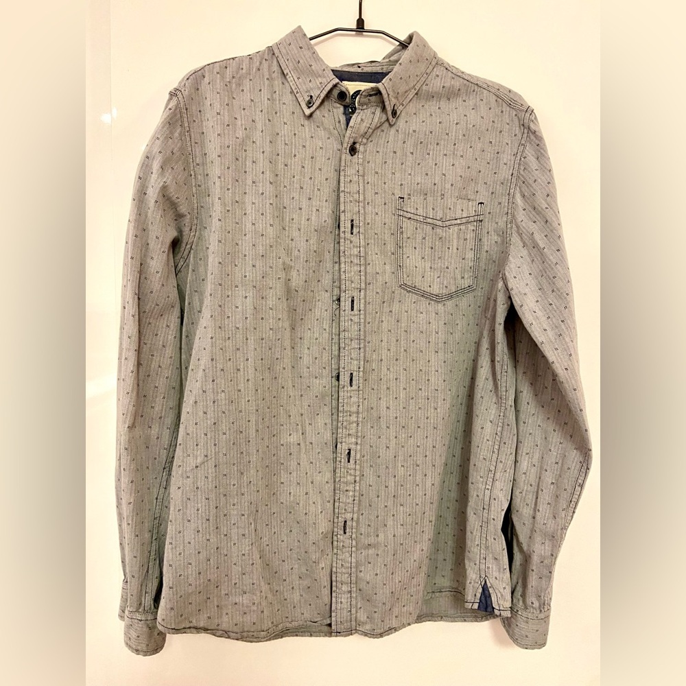 Cactus Men's Casual Gray Long Sleeve Button-Down Shirt